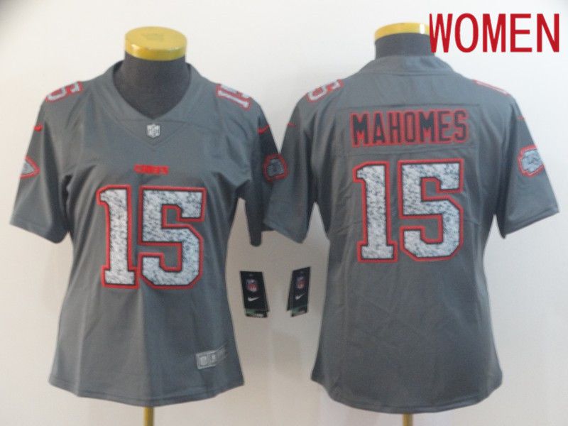 Women Kansas City Chiefs #15 Mahomes Nike Teams Gray Fashion Static  Limited NFL Jerseys